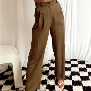 12th Tribe Jaxon Wide Leg Trousers in olive green!